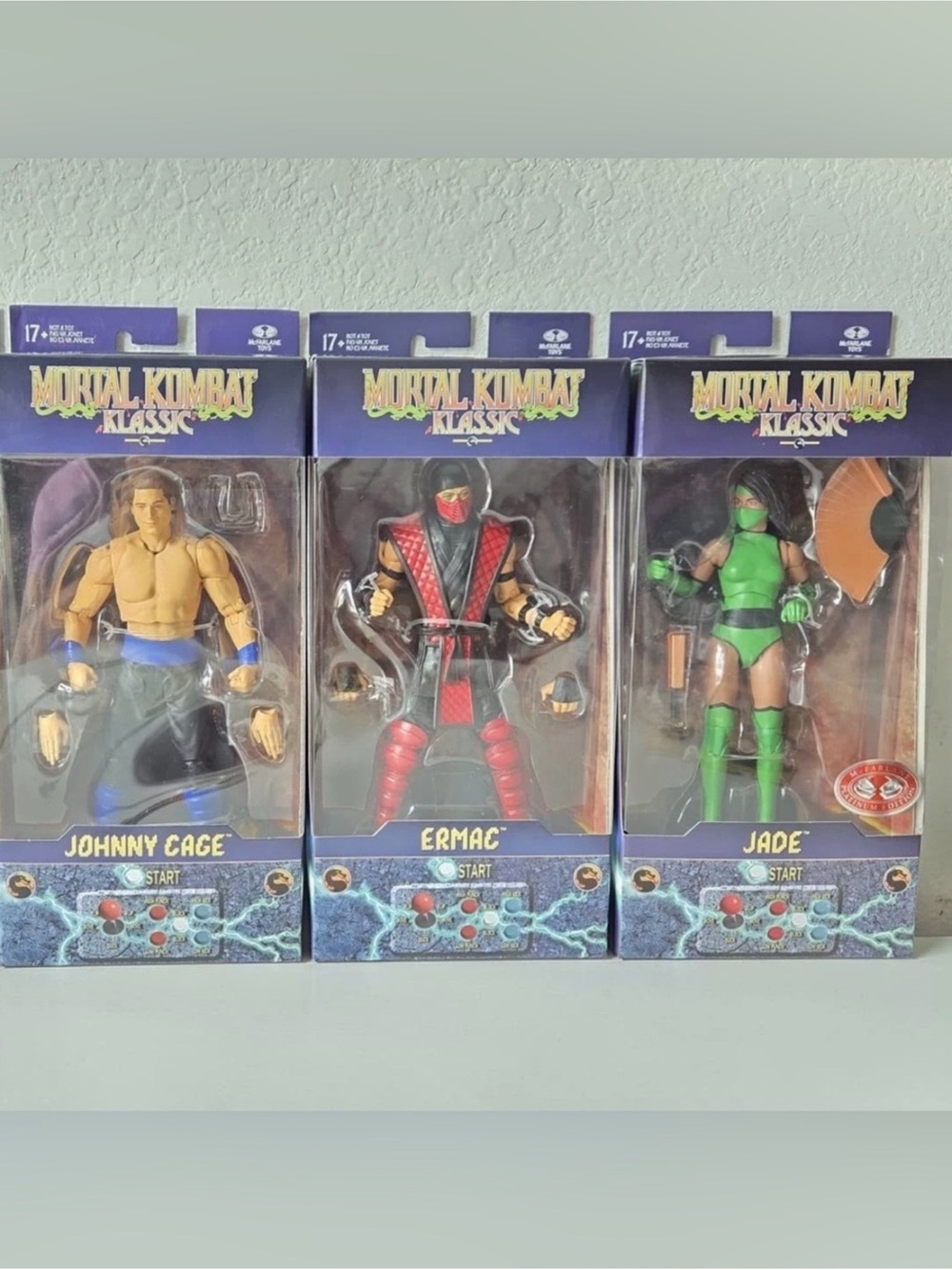 McFarlane Toys Mortal Kombat Klassic Jade, Ermac, Johnny Cage set